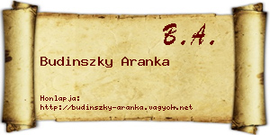 Budinszky Aranka névjegykártya